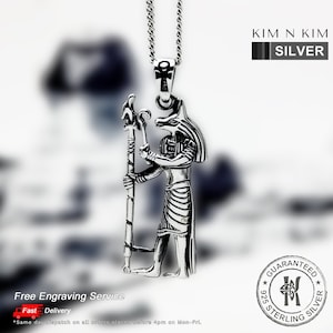 Silver Egyptian God Anubis Pendant Necklace, God Anubis Pendant, Egyptian God of the Dead Pendant, Religious Necklace,Religious Gift-KIMNKIM