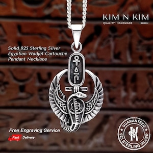 Silver Egyptian Wadjet Cartouche Pendant Necklace, Wadjet Serpent Necklace, Cartouche Pendant, Egyptian Jewellery, Ancient Symbol - KIMNKIM