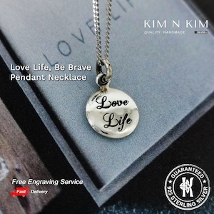 Sterling Silver Love Life Pendant Necklace - Handmade