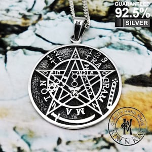 Wicca Neo pagano Ouroboros Serpiente Con Pentagrama Colgante Collar/Plata Maciza