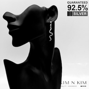 Silver Snake Earrings, Snake Hoop Earrings, Snake Charm Earrings, Animal Earrings, Animal Lover Gift, Gift for her, Birthday Gift - KIMNKIM
