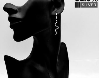 Sterling Silver Snake Hoop Earrings: Handmade Animal Jewelry