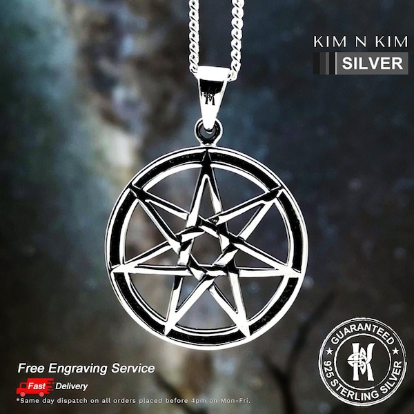 Sterling Silver Heptagram Pendant Necklace: Handmade Elven Star Jewelry