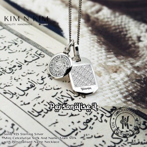 Seal Of King Solomon Mini Celcelutiye Vefk And Azam Vefk Personalised Name Necklace /Eid Mubarak /Arabic Havass /925 Silver /Quality-KIMNKIM