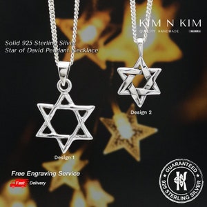 Silver Star of David Pendant Necklace, Star of David Pendant, Personalised Star of David Pendant, Jewish Necklace, Religious Gift - KIMNKIM