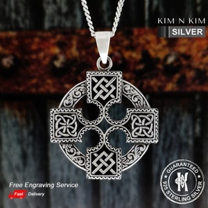 Oxidized Sterling Silver Celtic Knot Cross Pendant Necklace