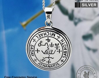Sterling Silver Archangel Michael Sigil Pendant Necklace: Protection Amulet