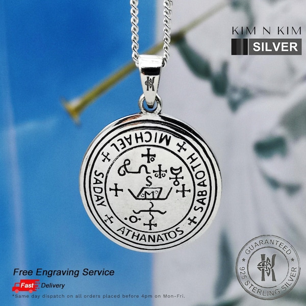 Sigil of the Archangel Michael Pendant Necklace / Seal, Occult, Ritual / Free engraving / 925 Sterling Silver / Solid / Quality - KimnKim