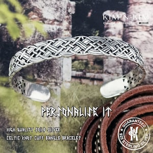 Silver Celtic Knot Cuff Bangle Bracelet, Personalised Celtic Bangle Bracelet, CelticJewellery,Men's Gift, Women's Gift,Birthday Gift-KIMNKIM