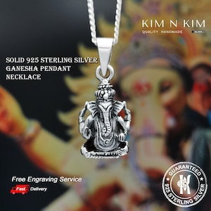 Silver Ganesha Pendant, Ganesha Necklace, Ganesh Pendant, Ganesh Necklace, Hindu God Necklace, Elephant God Pendant, Buddhism gifts-KIMNKIM