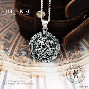 Collar de San Jorge de plata, colgante de San Jorge, colgante de San Jorge personalizado, regalo de cumpleaños, regalo religioso - KIMNKIM