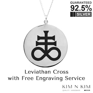 Personalised Leviathan Pendant Necklace, Leviathan Cross Pendant, Satan Cross Jewellery, Occult Pendant, Sulfur Sign Necklace-KimnKim