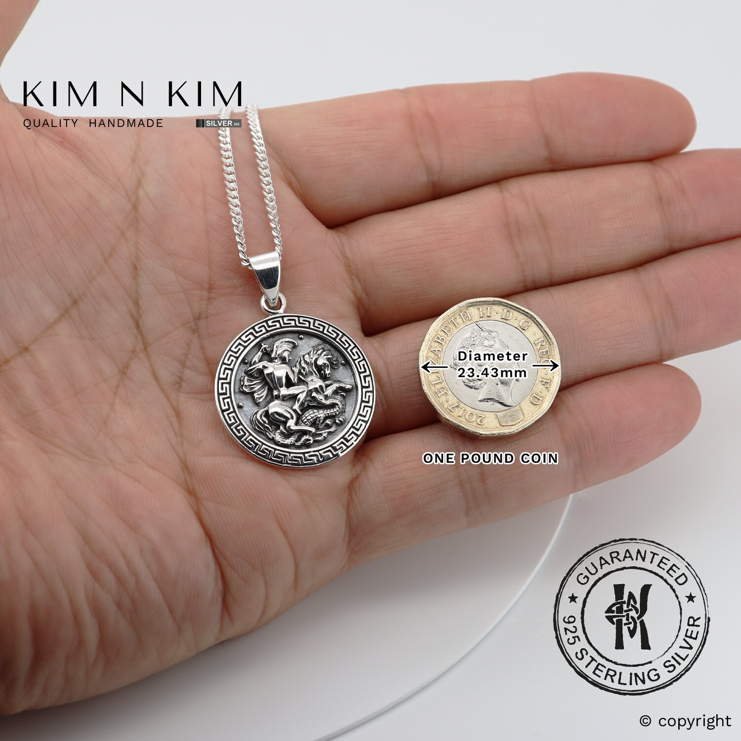 Oxidized Sterling Silver Saint George Pendant Necklace - Etsy