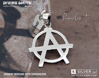 Sterling Silver Anarchy Pendant Necklace with Dog Tag