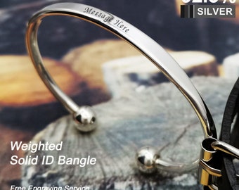 Cuff bracelet, bracelet Personalised Sterling Silver, Torque Bangle, ID Bangle, ID Bracelet, Free Engraving, Quality Handmade Silver-KIMNKIM