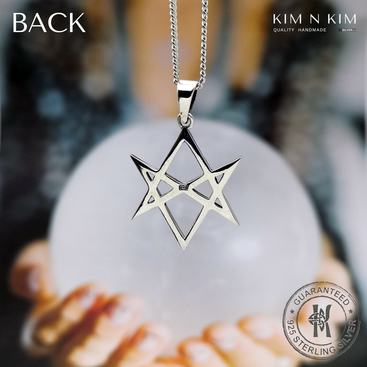Sterling Silver Unicursal Hexagram Pendant Necklace: Thelema 