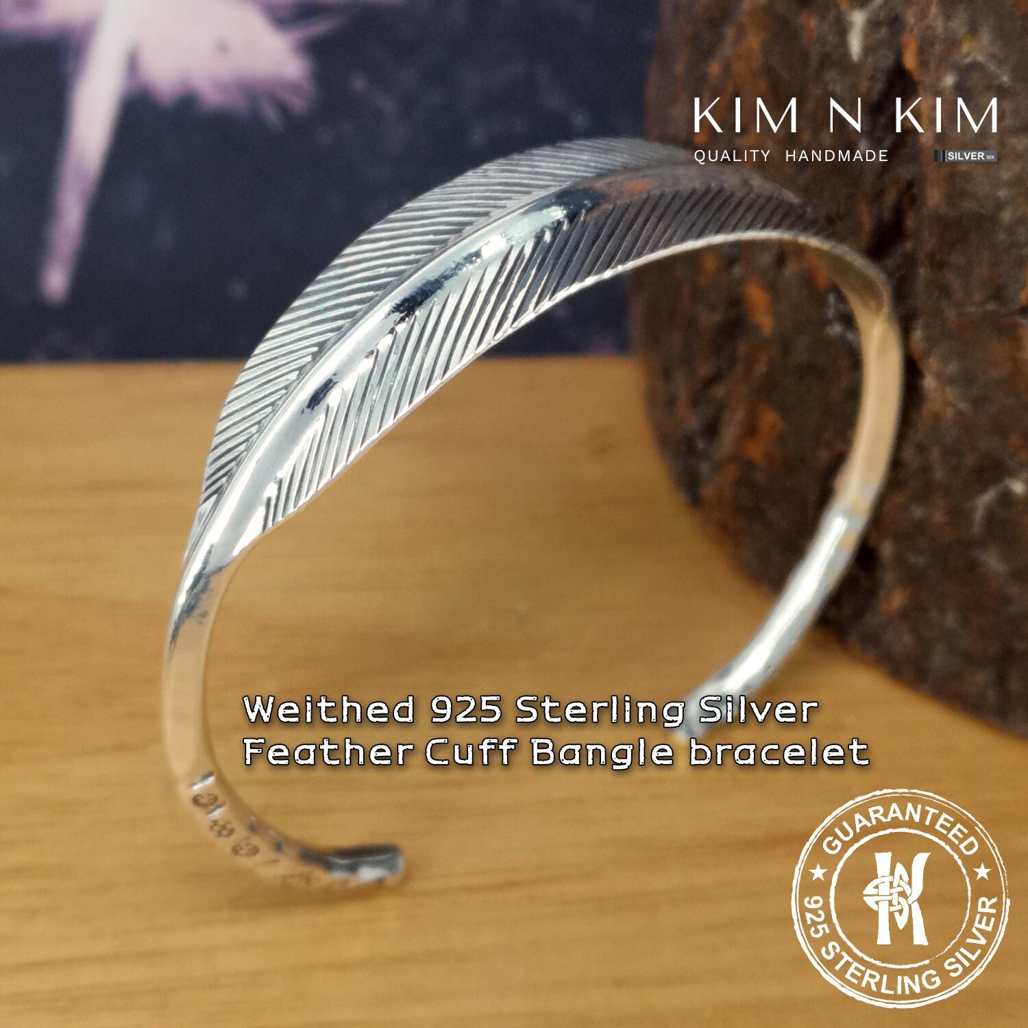 Gewogen Feather Design Cuff Bangle Bracelet Angel