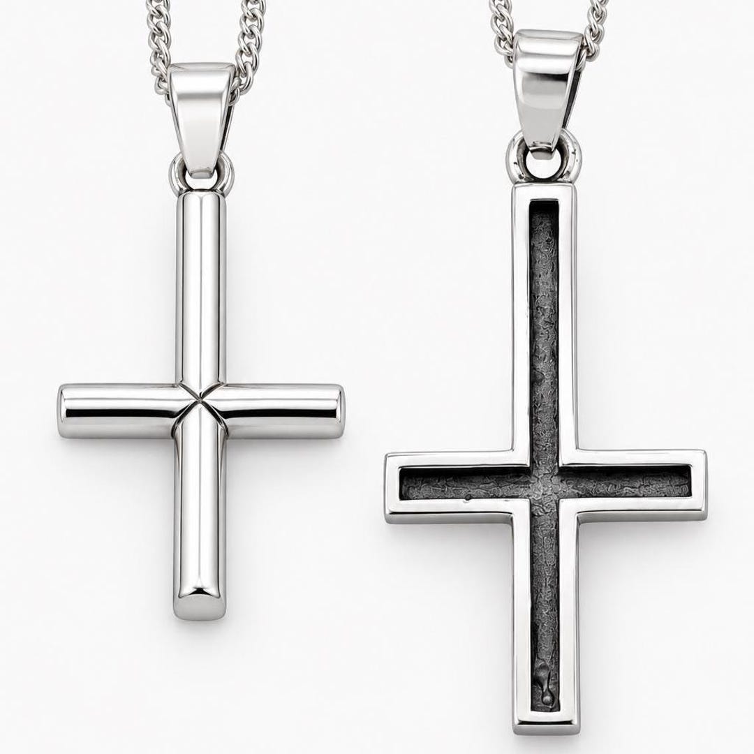 Sterling Silver Saint Peter Inverted Cross Necklace: Gothic