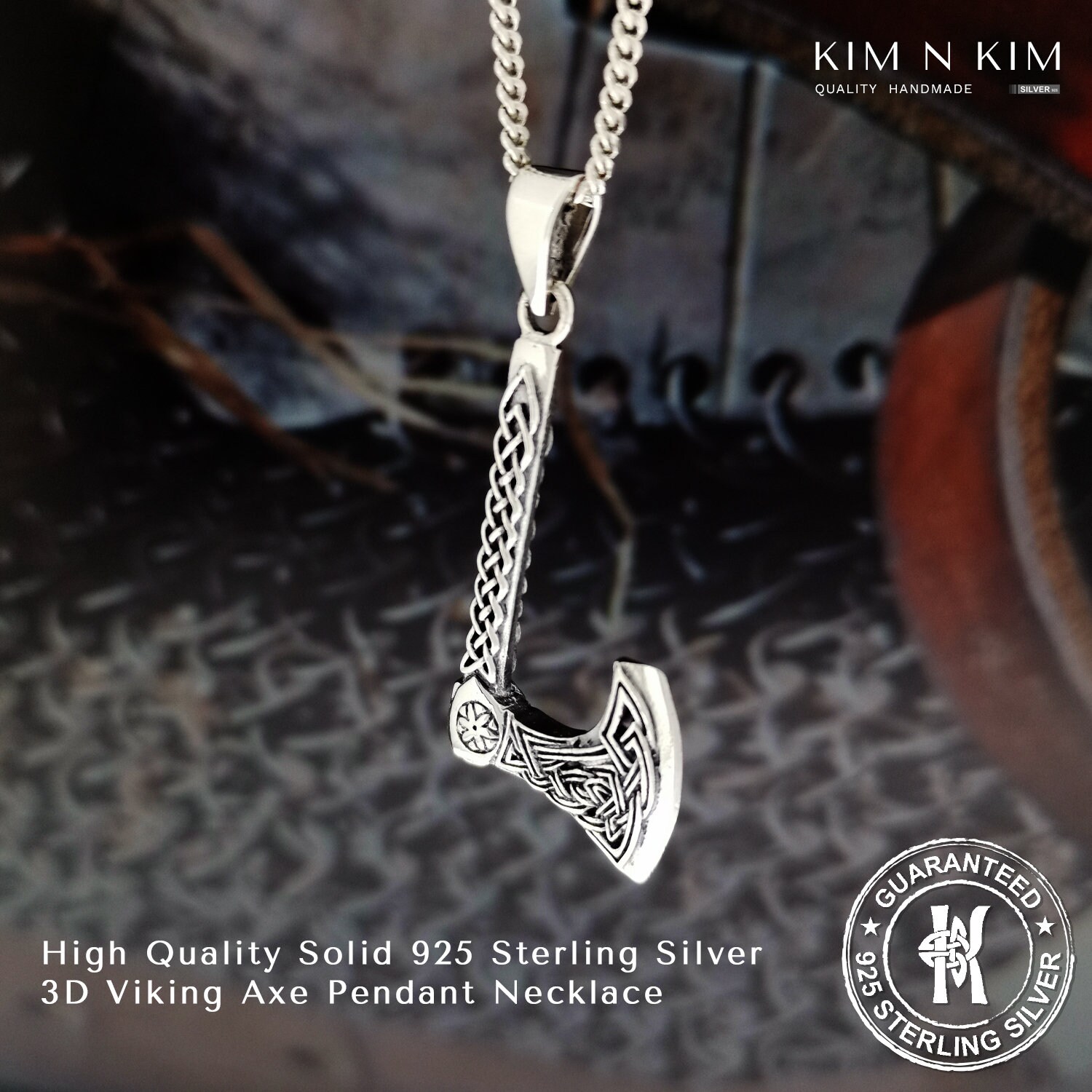 Personalised Sterling Silver Viking Rune Runic Pendant Necklace ✔️Solid✔️Quality 