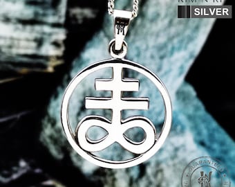 Sterling Silver Leviathan Cross Pendant: Satanic Sigil Necklace