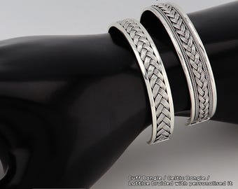 Oxidised Sterling Silver Celtic Bangle Bracelet - Unisex Braided