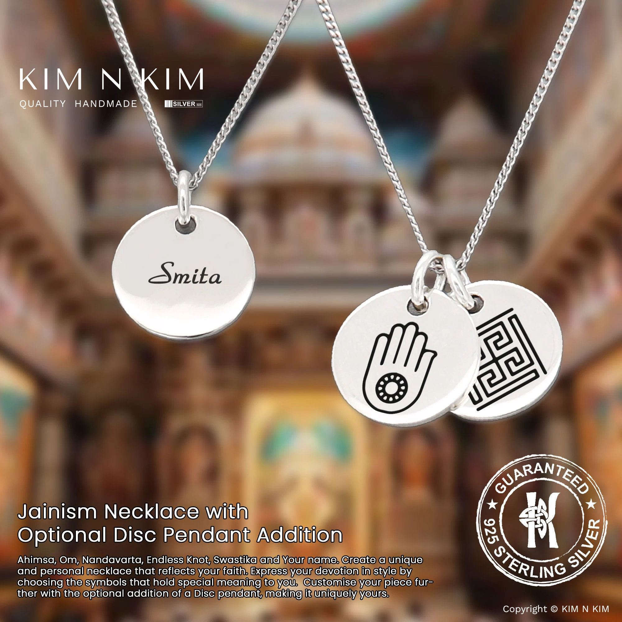 925 Silver Jain Necklace: Ahimsa, Om, Endless Knot - Etsy