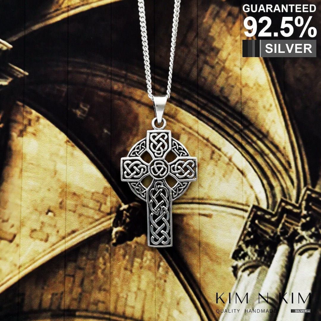 Oxidized Sterling Silver Celtic Knot Cross Pendant Necklace - Etsy