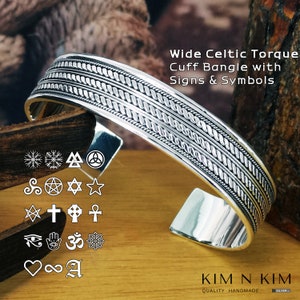 Zilveren Keltische manchetarmband voor heren, gepersonaliseerde manchetarmband voor mannen, Keltische armband, Keltische armband voor heren, verjaardagscadeau-KIMNKIM