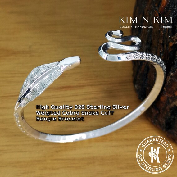 酸化スターリングシルバーのコブラバングル：ハンドメイドユニセックス