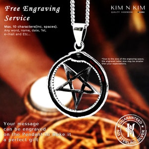 Ouroboros Snake Inverted Pentacle Pentagram Pendant Necklace / Star / Free Engraving / 925 Sterling Silver / Solid / Quality KimnKim image 2