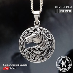 Silver Horse Head Pendant Necklace, Horse Pendant, Horse Pendant Necklace, Animal Pendant, Animal Lover Gift, Horse Jewellery-KIMNKIM