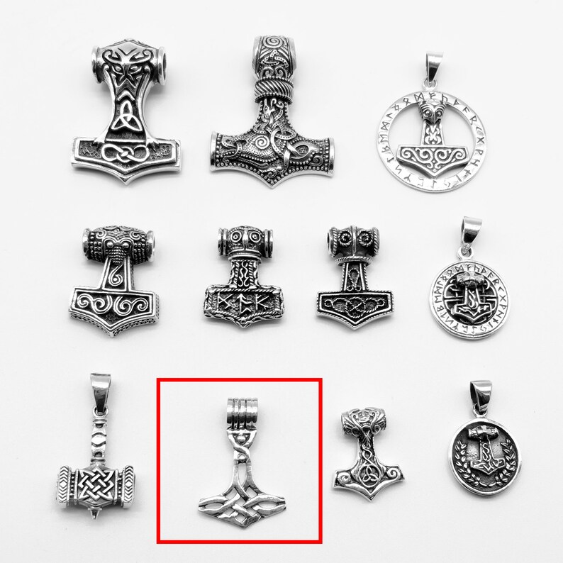 925 Sterling Silver Thor\u2019s Hammer Mjolnir Norse Viking Pendant Necklace Solid Quality KimnKim