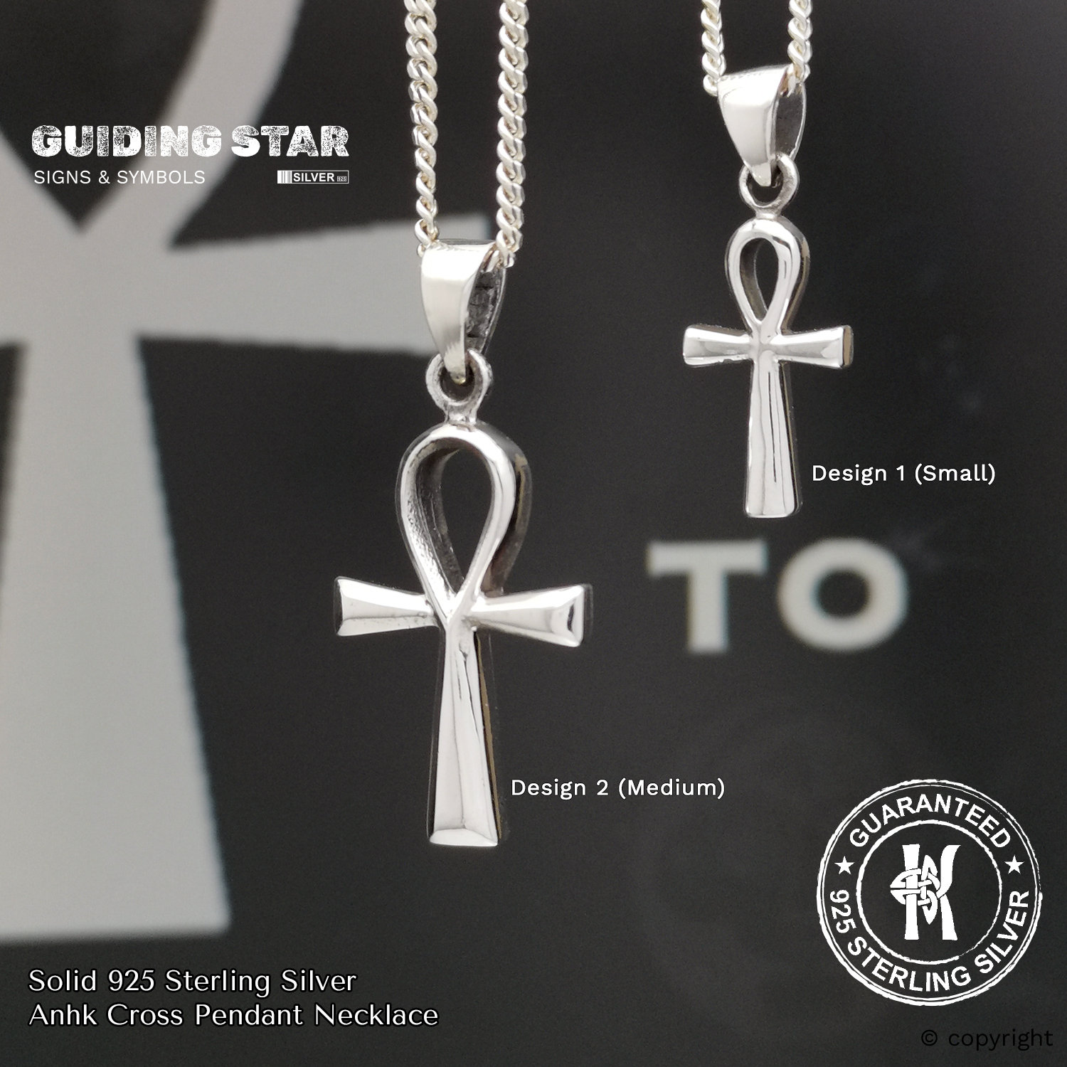Sterling Silver Ankh Cross Pendant: Handmade Egyptian  Anka cross Egyptian unisex sterling silver chain main image 0