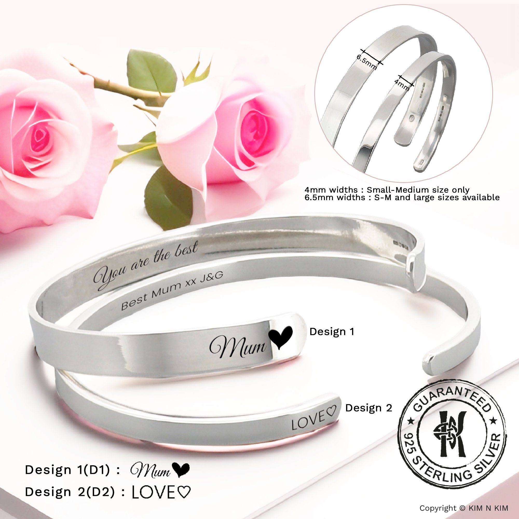 Personalized Sterling Silver Bangle for Mum: Handmade 925 Jewelry Personalized Sterling Silver Bangle for Mum: Handmade 925 Jewelry