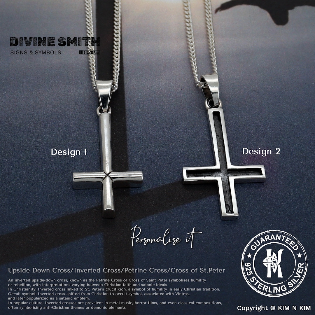Saint Peter upside down Cross Silver Inverted Cross Upside Down Cross Inverted Crucifix Pendant Gift for him or her KIMNKIM Etsy Mexico
