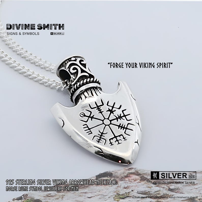 Viking Arrowhead Necklace – Sterling Silver Norse Rune, Handmade ...