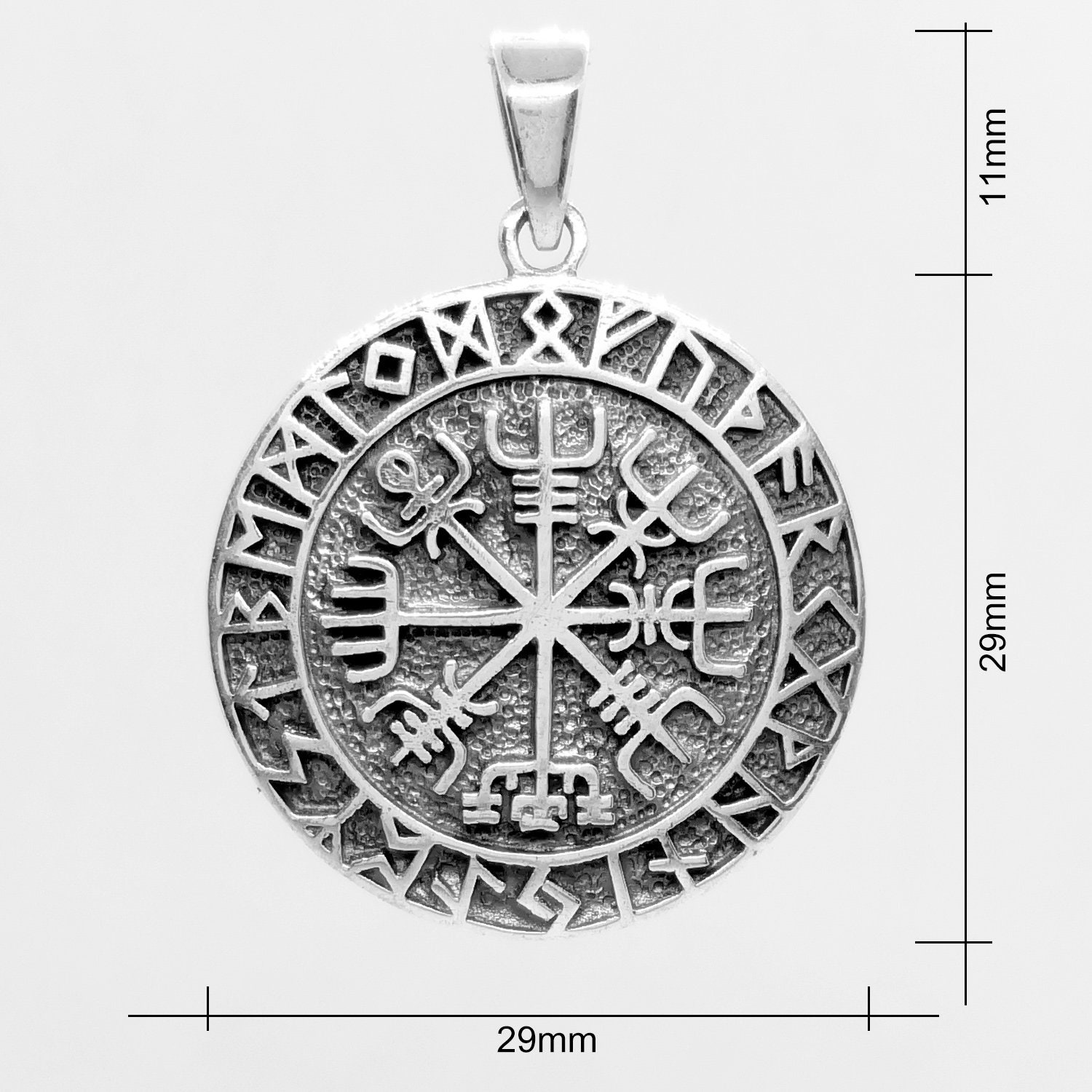 Helm of Awe Vegvisir Norse Viking Compass Rune Pendant✔️Solid 925 Silver✔Quality 