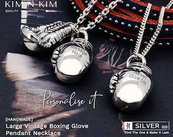 Sterling Silver Boxing Glove Pendant Necklace: Personalized Vintage Style