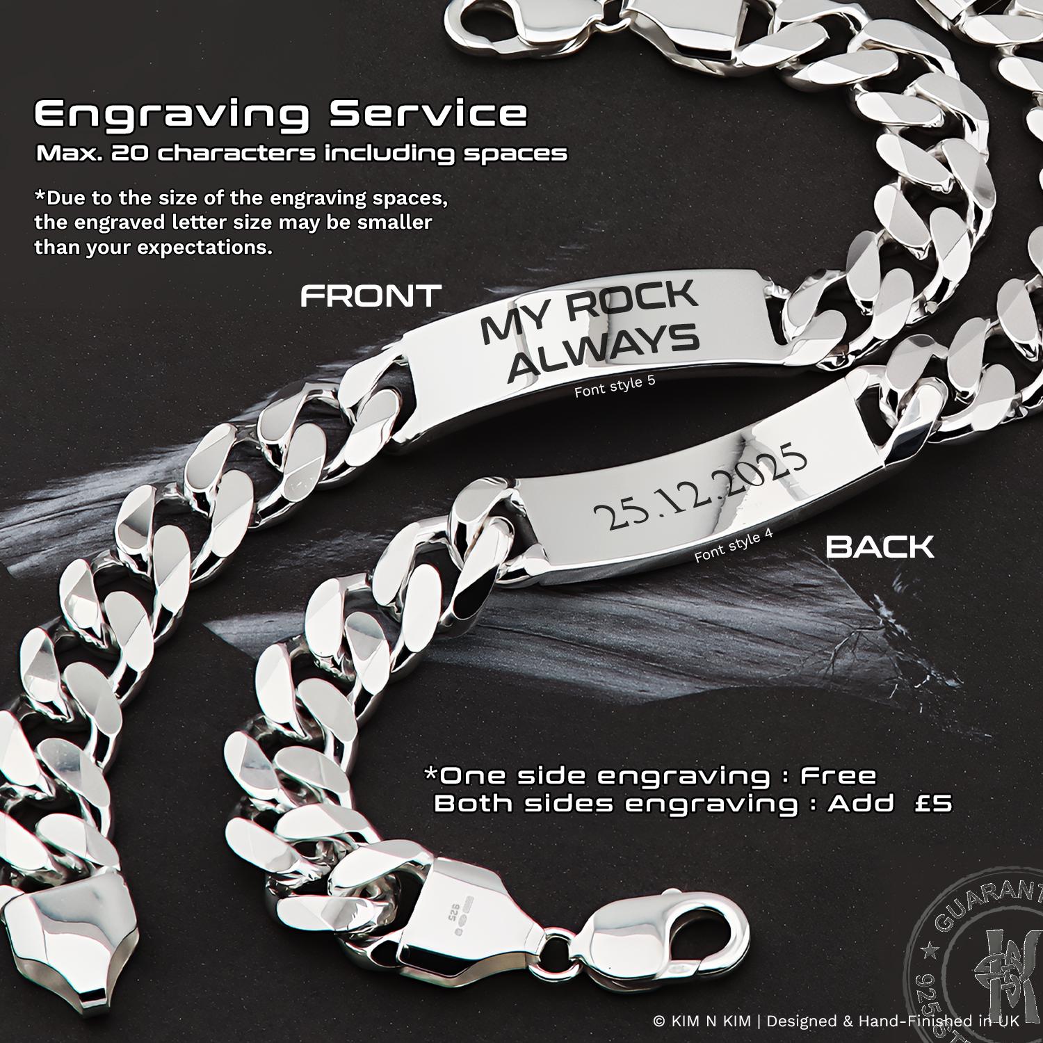 Heavy Sterling Silver Cuban Link ID Bracelet - Chunky Personalized