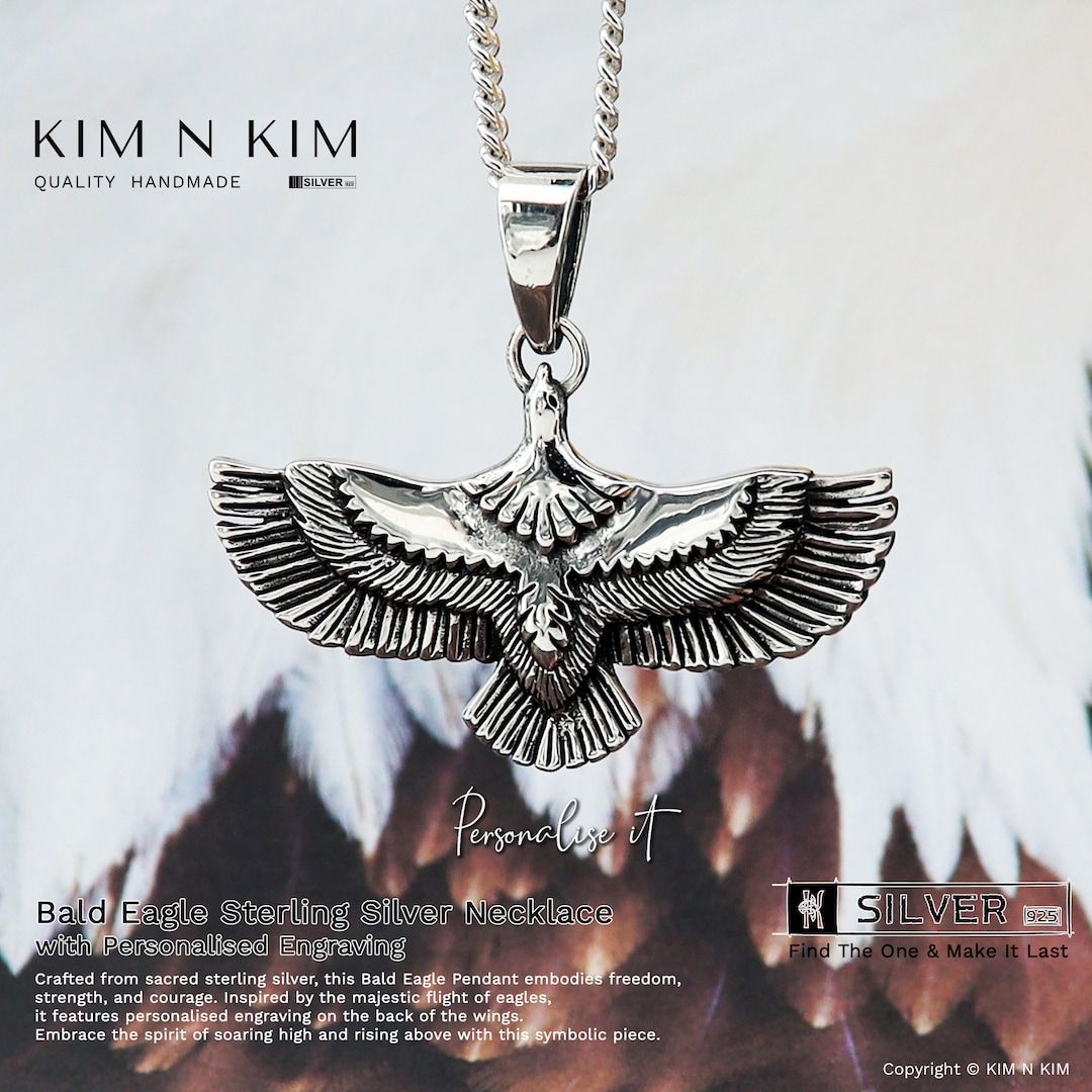 Silver Eagle Necklace, Flying Eagle Necklace, Bird Necklace, Eagle ...