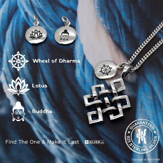 Sterling Silver Endless Knot Pendant: Hinduism Buddhism Jainism