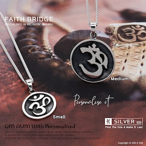 Silver Om Pendant, Aum Pendant Necklace, Personalised Om Necklace, Hindu Necklace, Spiritual Necklace, Buddhist Jewellery, Yoga Gift-KIMNKIM