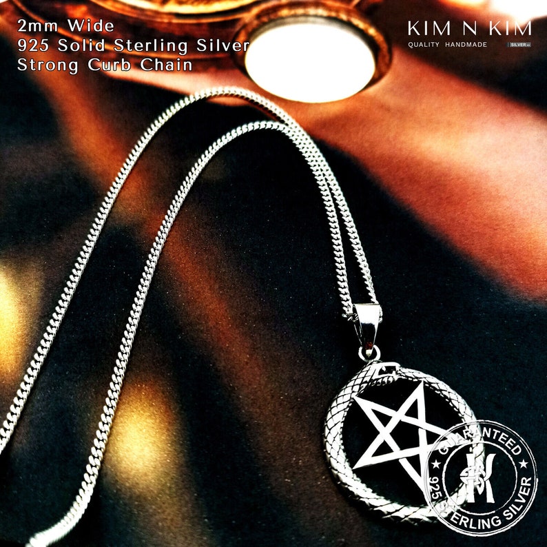 Ouroboros Snake Inverted Pentacle Pentagram Pendant Necklace / Star / Free Engraving / 925 Sterling Silver / Solid / Quality KimnKim image 4