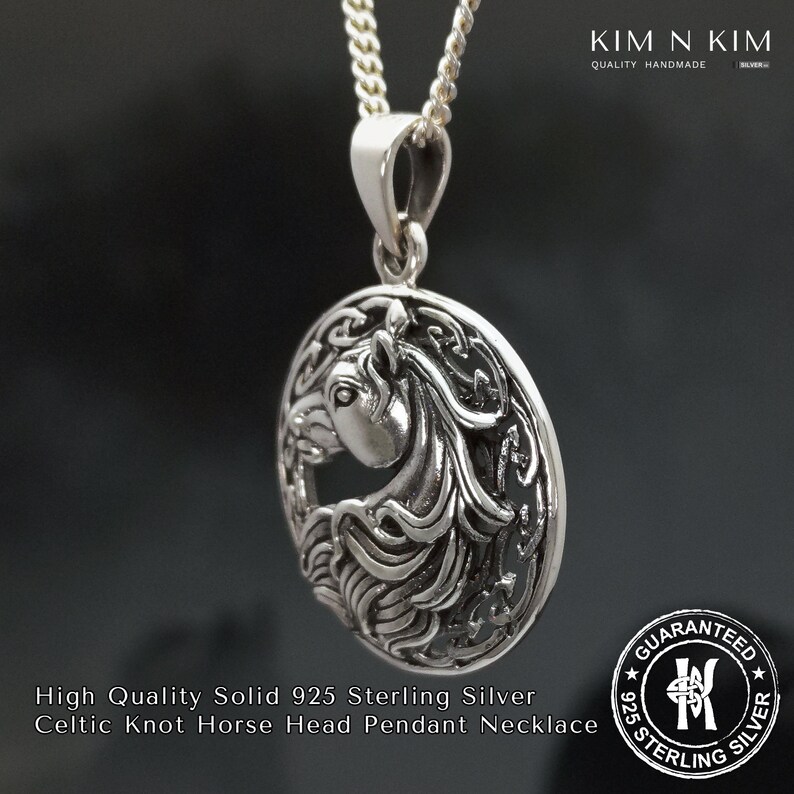 Sterling Silver Horse Pendant Necklace: Celtic Knot Jewelry image 3
