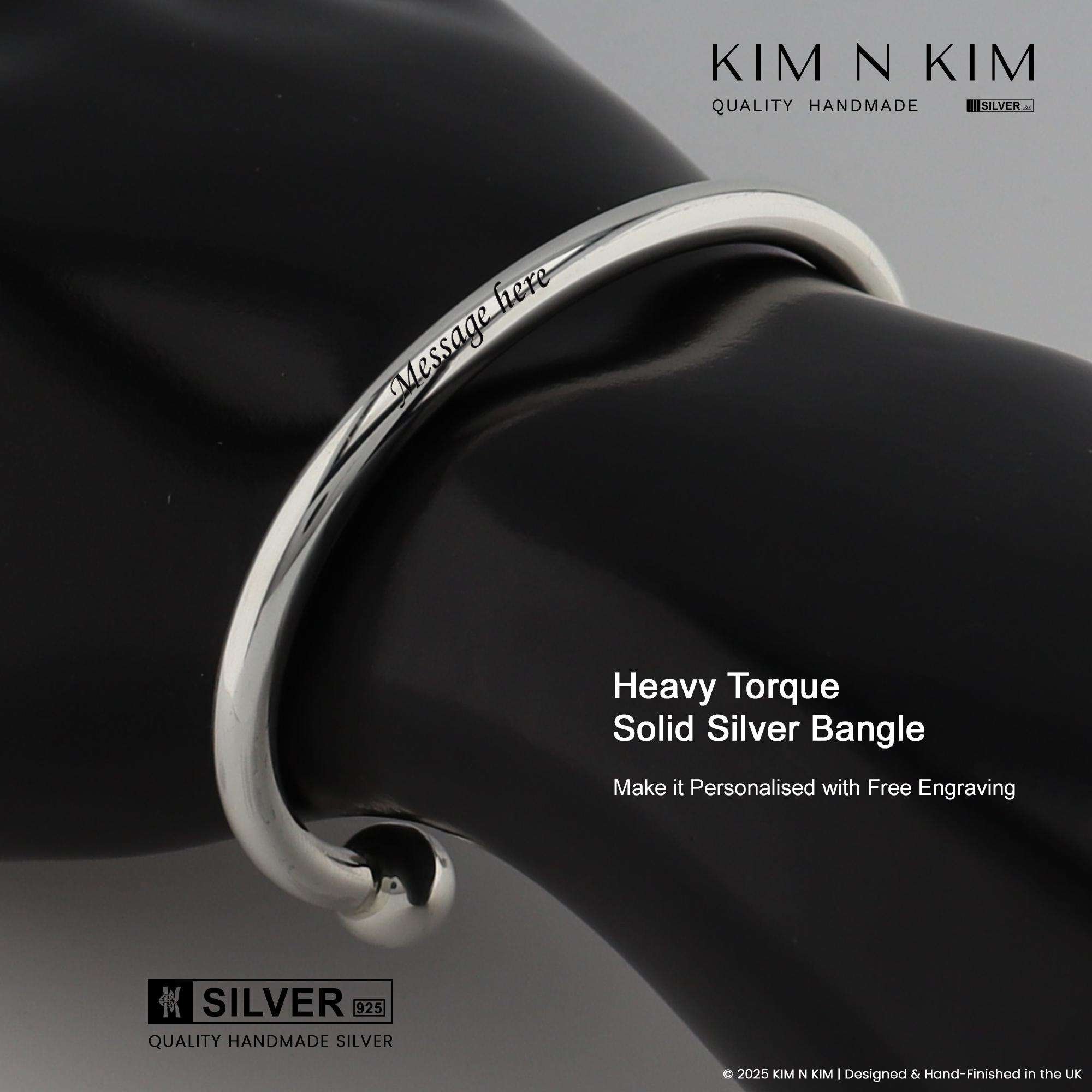 Personalised Sterling Silver Torque Bangle Bracelet: Unisex