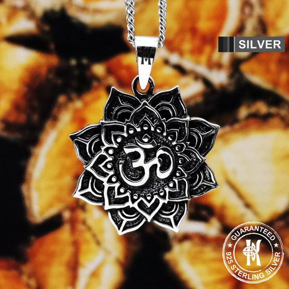 Handmade Sterling Silver Mandala Lotus Om Pendant Necklace - Etsy 日本