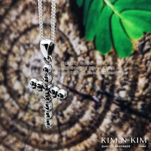 Silver Skull Cross, Skull Pendant, Skull Necklace, Gothic Pendant, Gothic Cross, Oxidised Skull Pendant, Handmade Skull cross - KIMNKIM
