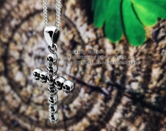 Oxidised Sterling Silver Skull Cross Pendant: Gothic Handmade Necklace