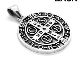 Collana in argento sterling di San Benedetto – Ciondolo con ciondolo cattolico rotondo - Italia