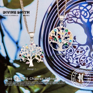 Silver Tree of Life necklace, Tree of Life Pendant, Chakra Pendant, Chakra Necklace, Meditation, Gifts For Her and Him or Kids - KIMNKIM